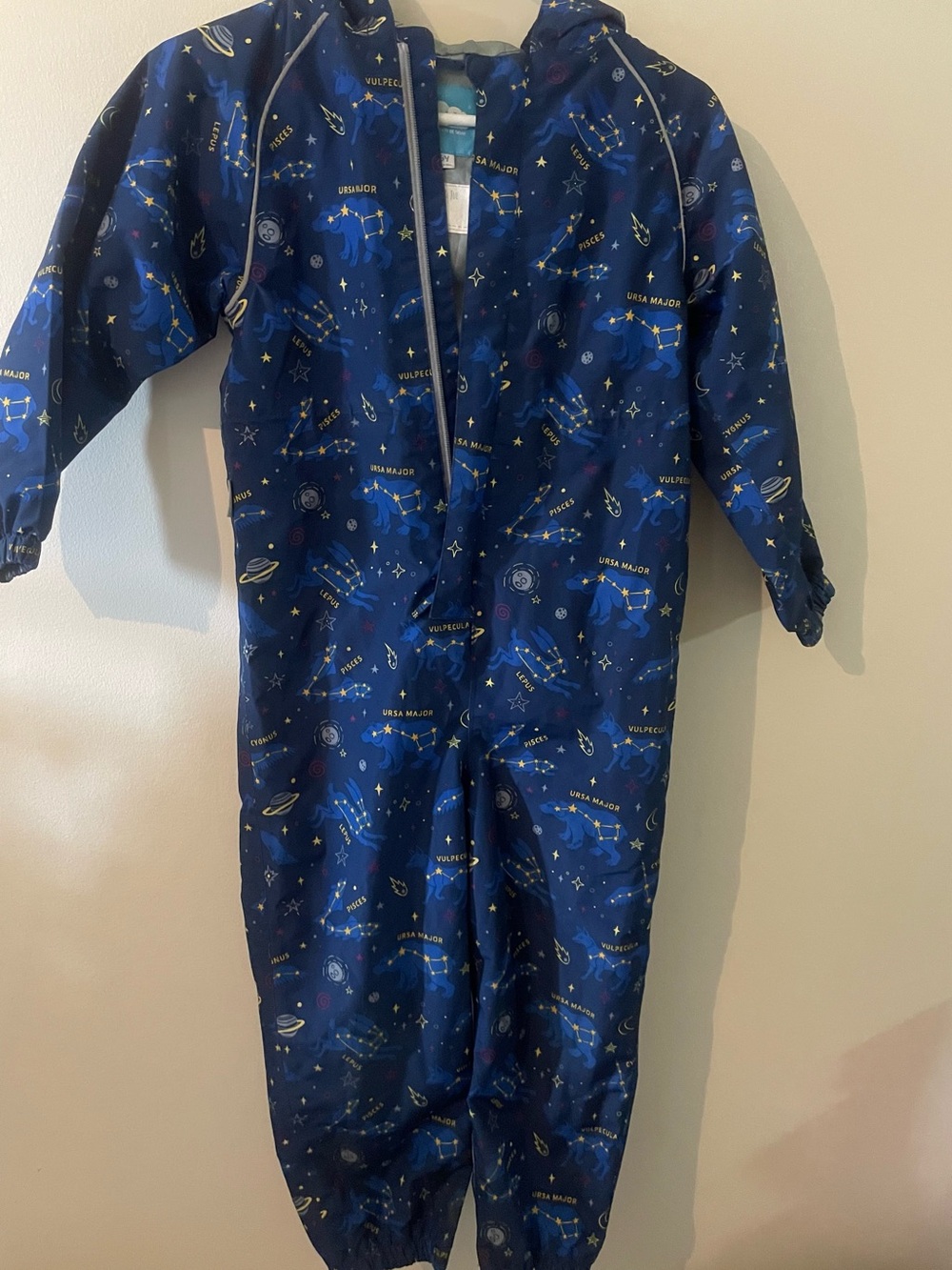 Jan & Jul rain one piece suit - 6Y constellation print